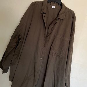 Plus size green button shirt